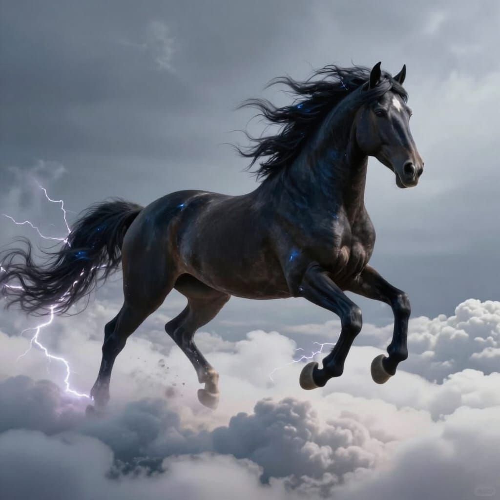 Eight-Legged Horse Gallops on Clouds