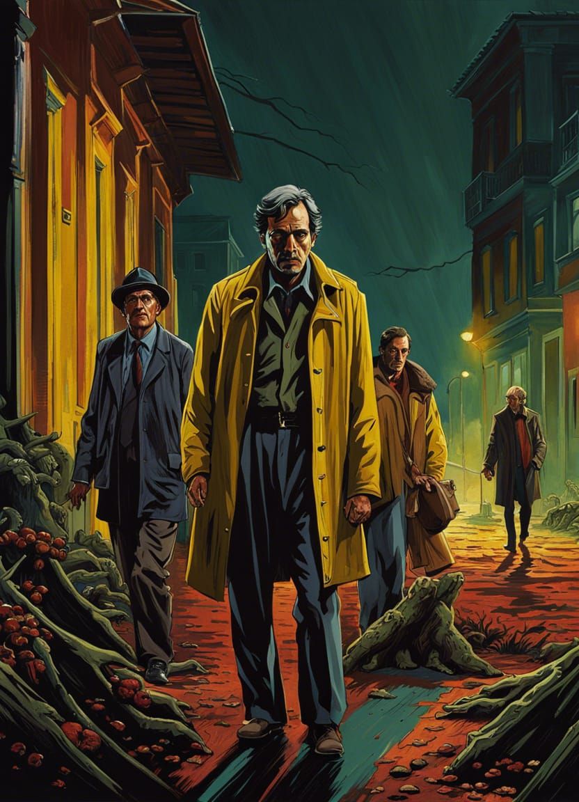 Italian Zombie Horror Film Scene, Cinematic Image