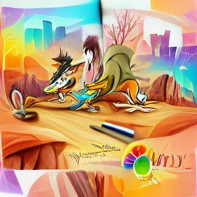 Wile E. Coyote and Road Runner Cartoon Chase