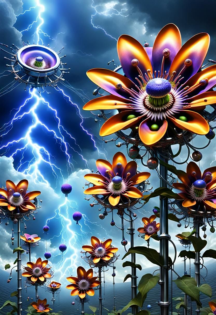 Android Passion Flowers Absorb Storm Power in Futuristic Blo...