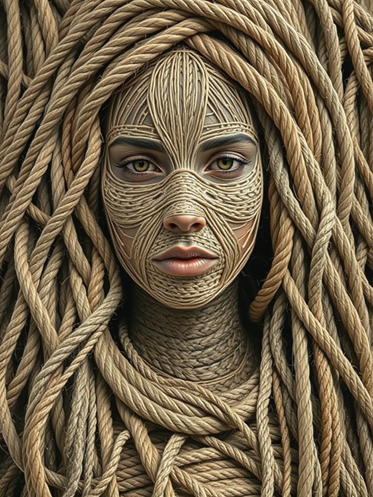 Intricate Rope Portrait of a Woman