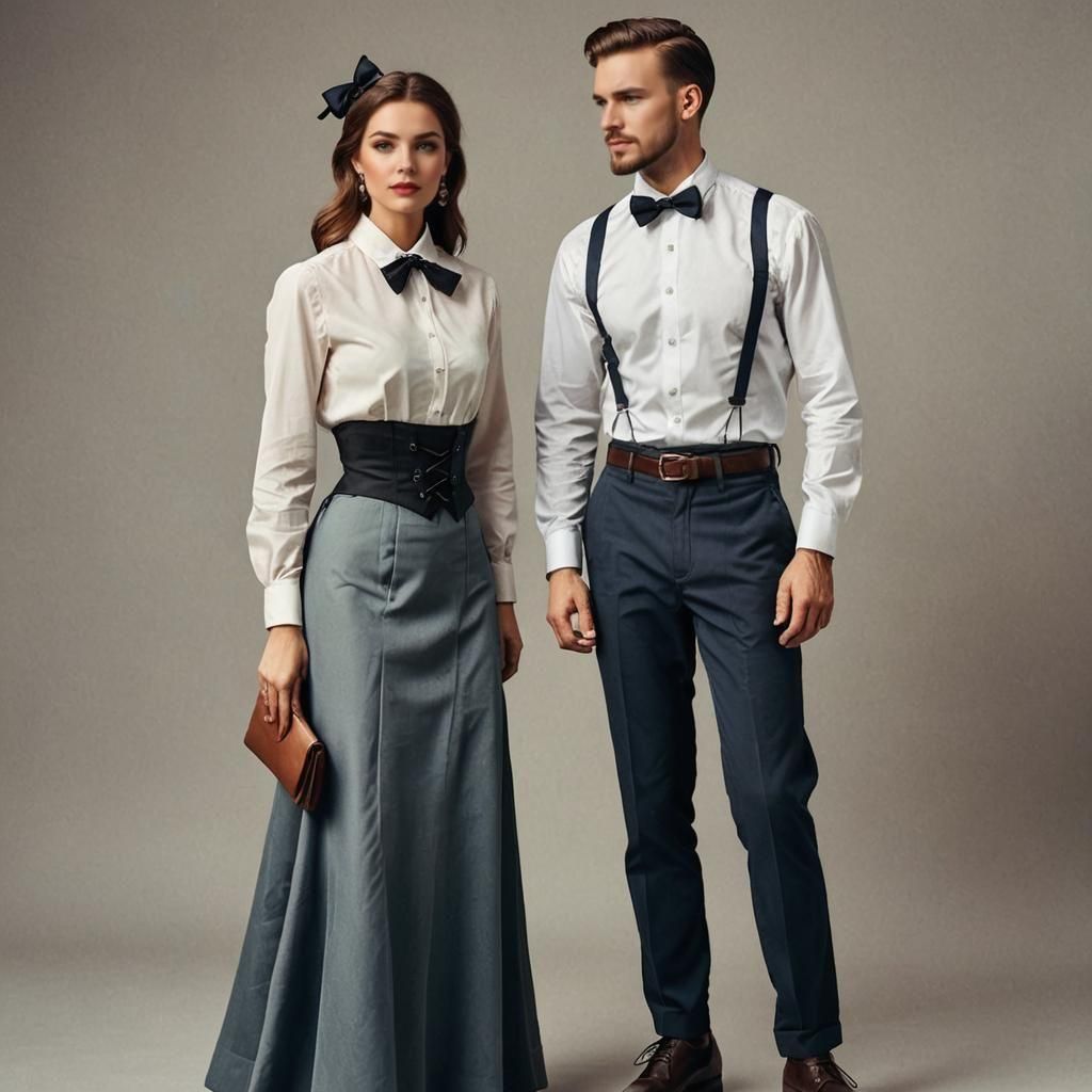 Elegant Woman and Man in Modern Attire