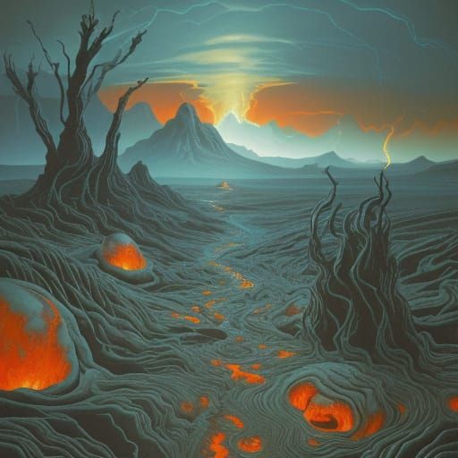 Glowing Alien World in Vibrant Surrealist Art