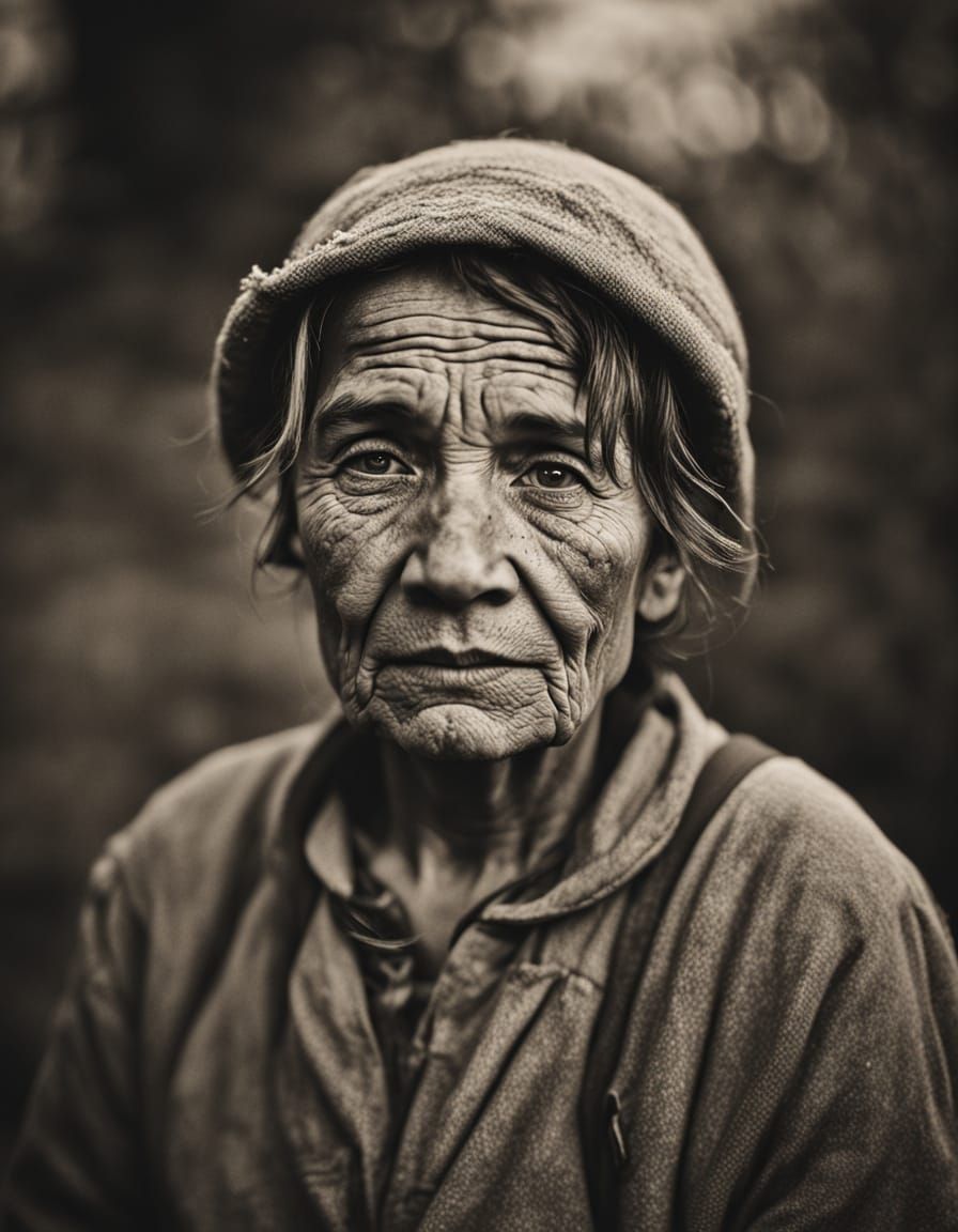 Great Depression: Sepia Portrait of a Weary Farmer