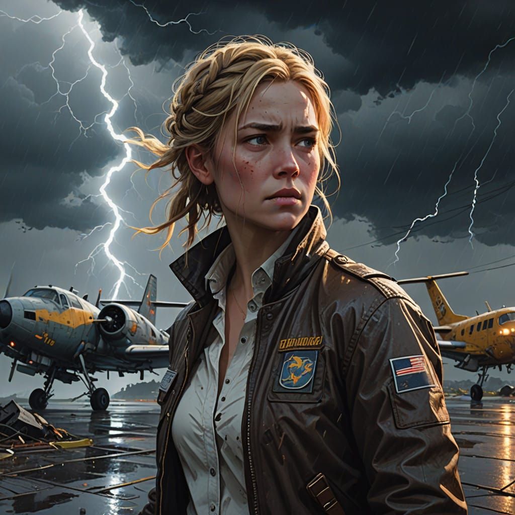 Heroic Woman Grasps Plane in Turbulent Thunderstorm