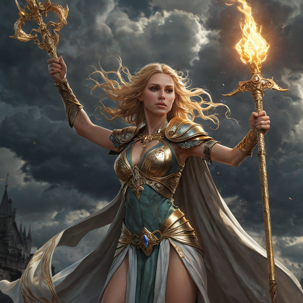 Ethereal Elf Goddess Adorns the Darkened Sky