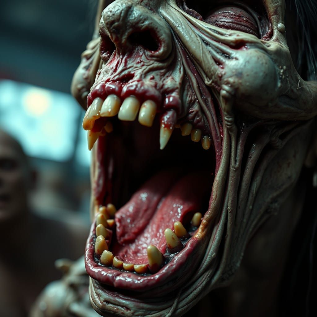 Eerie Zombie Close-Up in Cinematic Technicolor