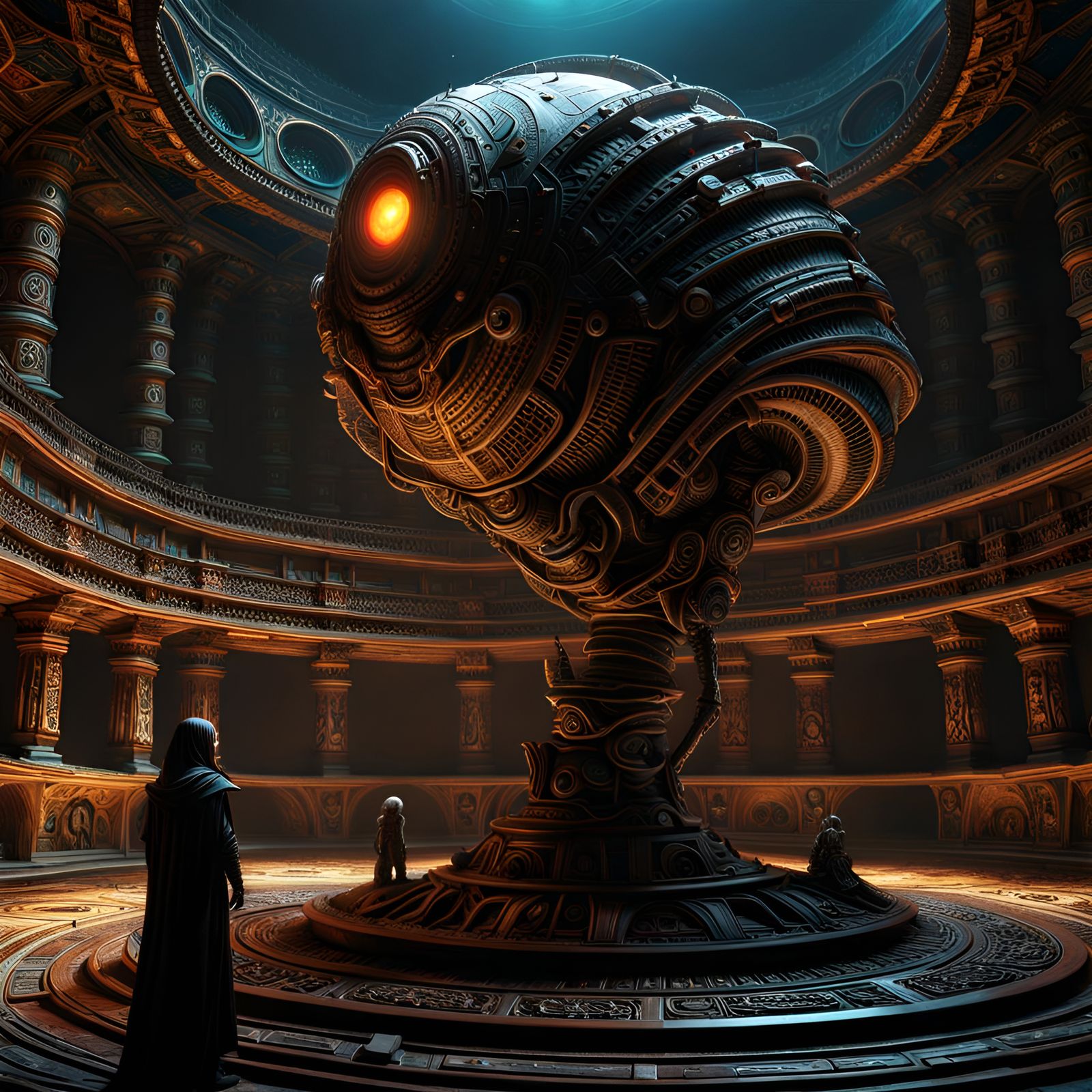 Gigeresque Space Jockey Statue on Distant Planet