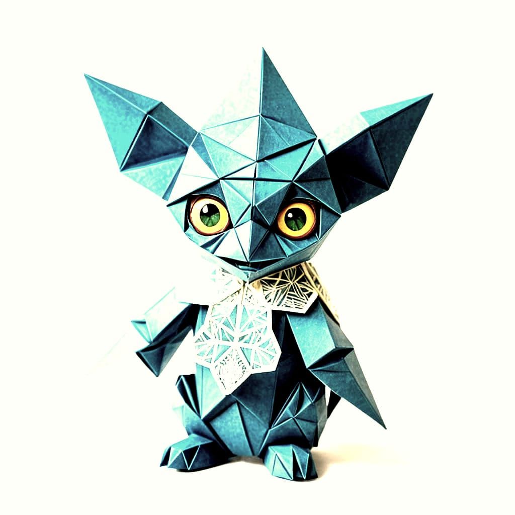 Goblin Warrior with Sword in Hand, Crafted from Paper in a D...