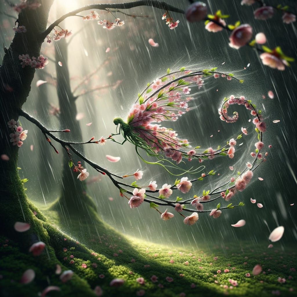 Nascent Wind Sprite Dancing on Spring Branch