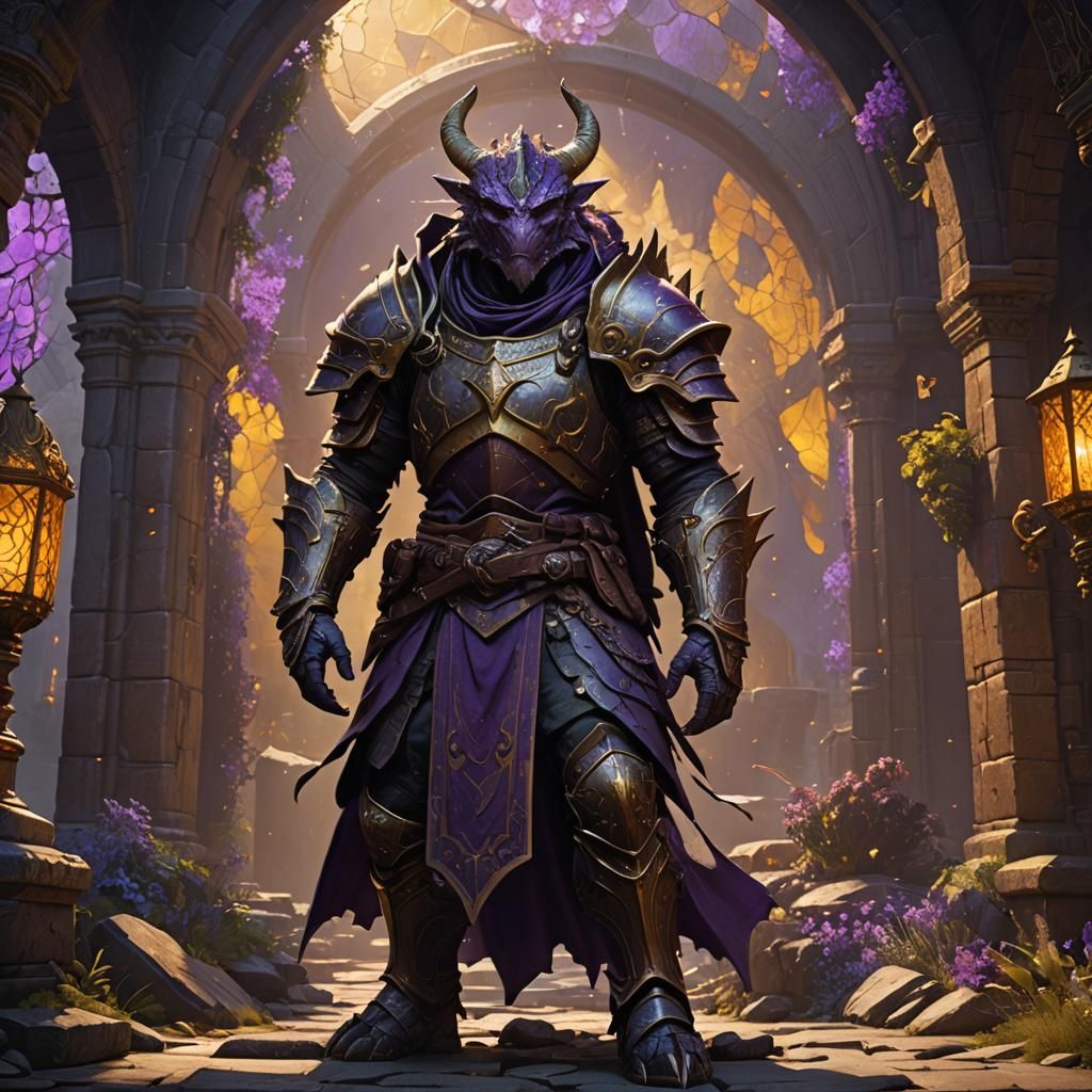 Epic Dragonborn in Dark Fantasy Style