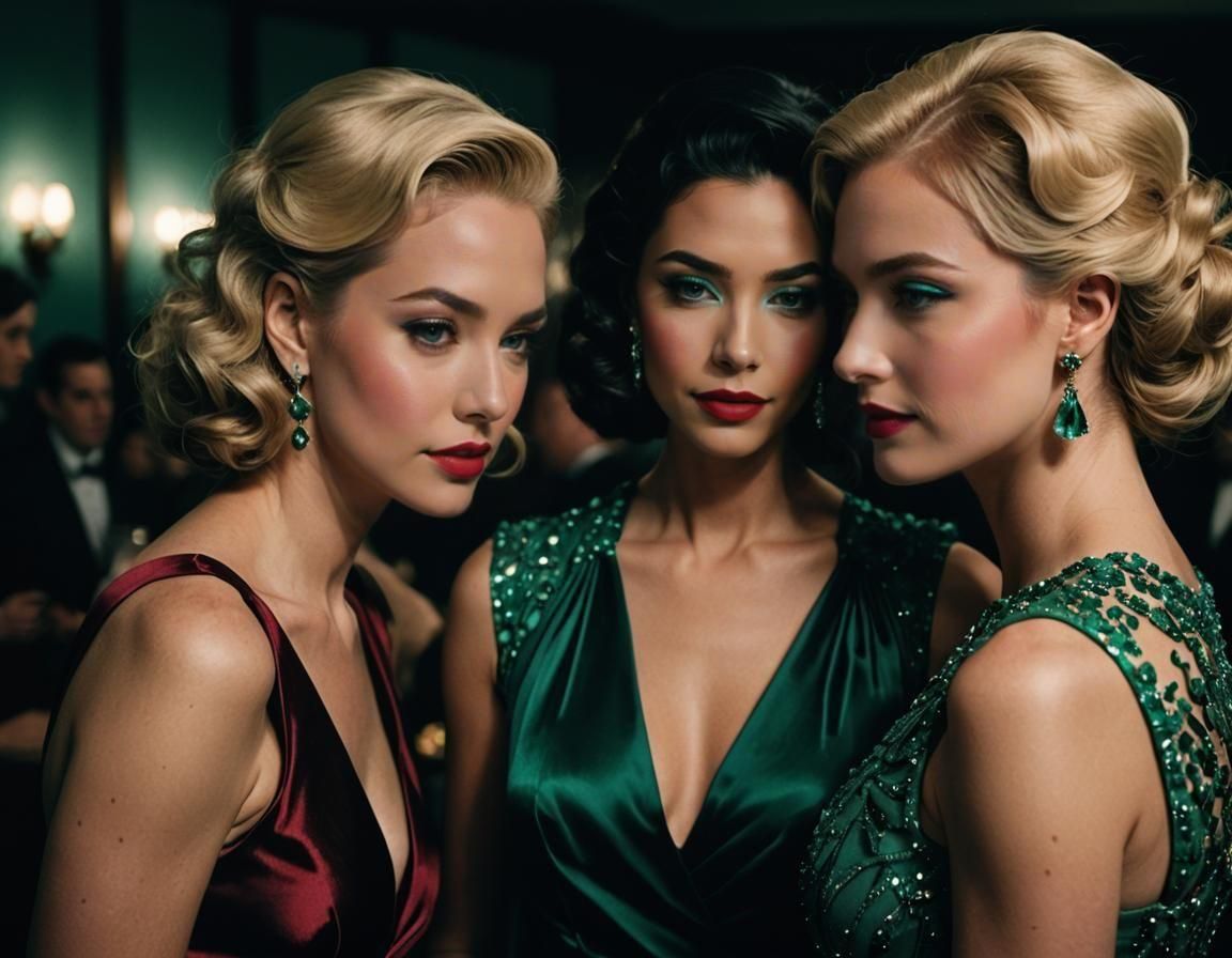 Three Women Scheming at Black-Tie Event