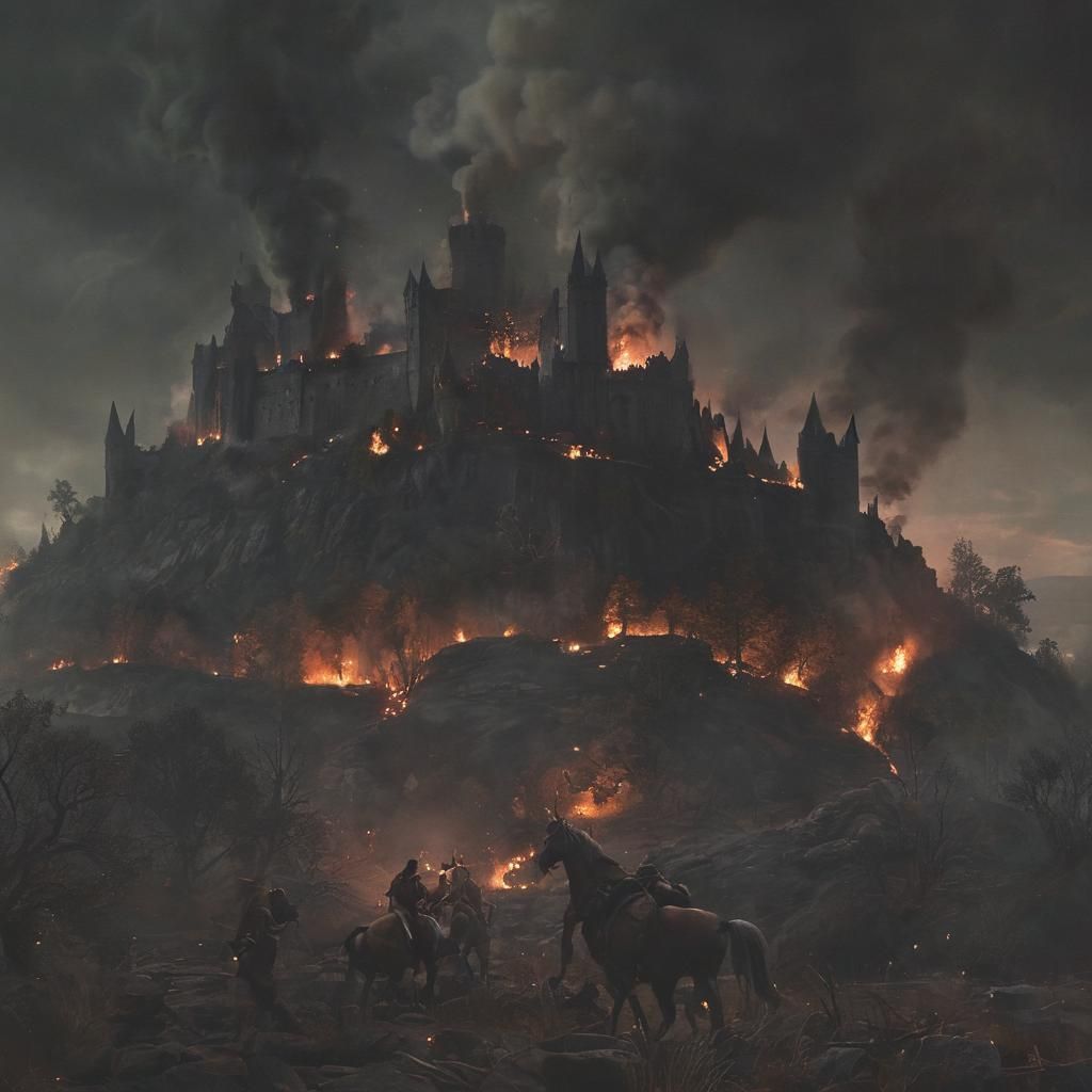 Centaurs Defending Castle in Dark Fantasy Art