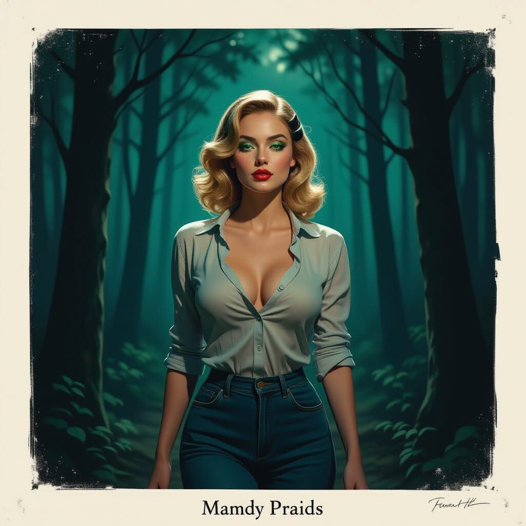 Surreal Forest Wanderer with Emerald Eyes