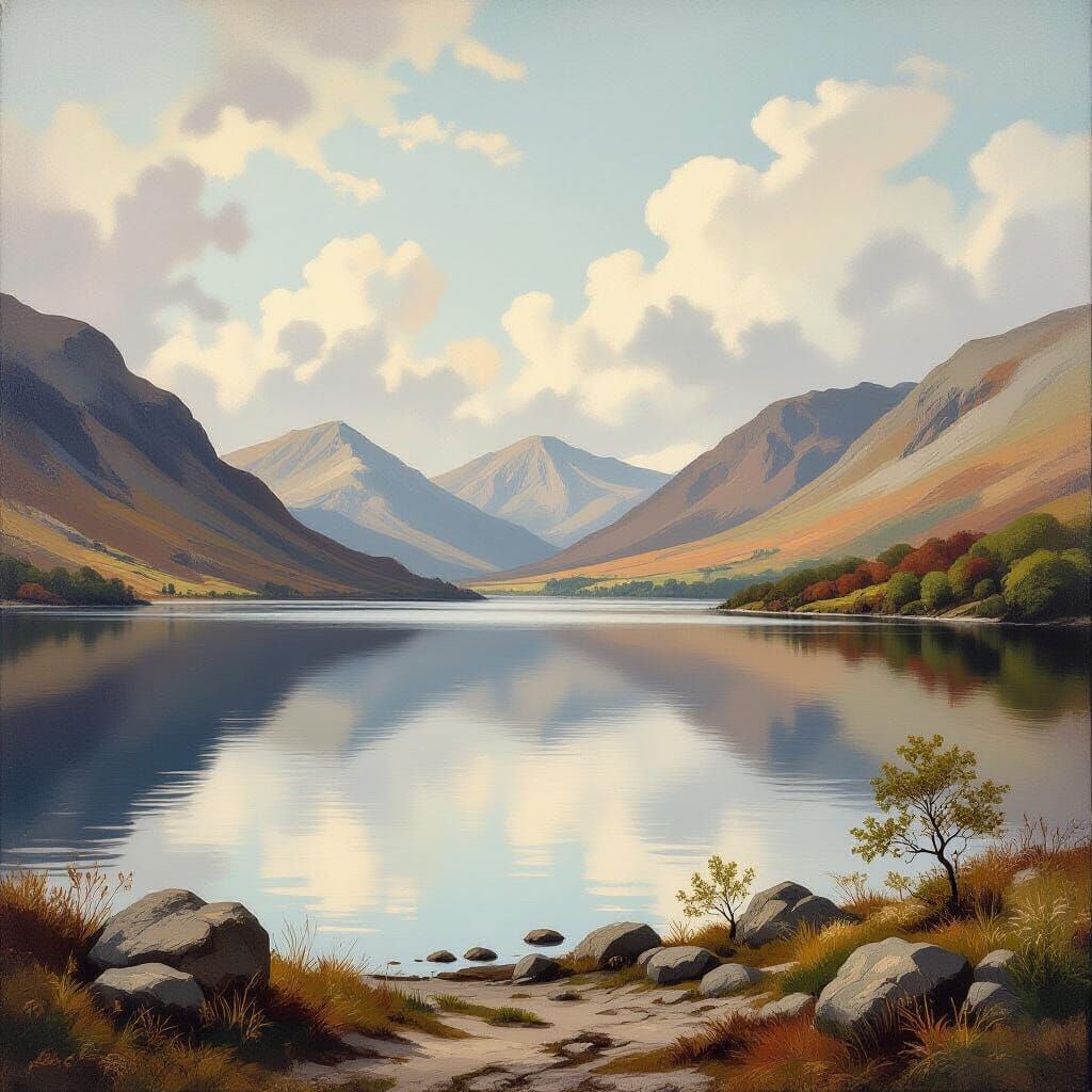 Wastwater Lake in Lake District: Impressionistic Landscape