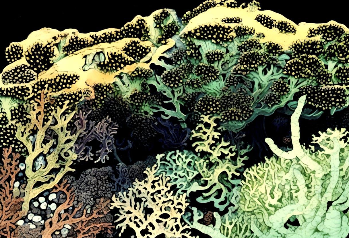 Eerie Glow-in-Dark Deep Sea Coral Reef