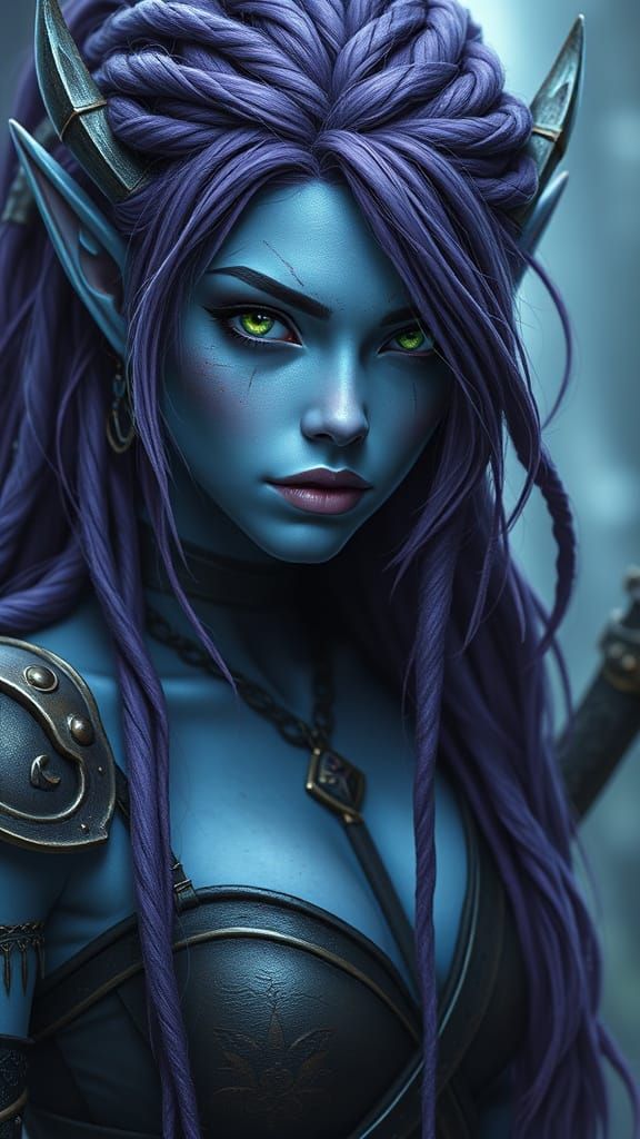 Exotic Assassin Elf Woman in a Vibrant Aesthetic