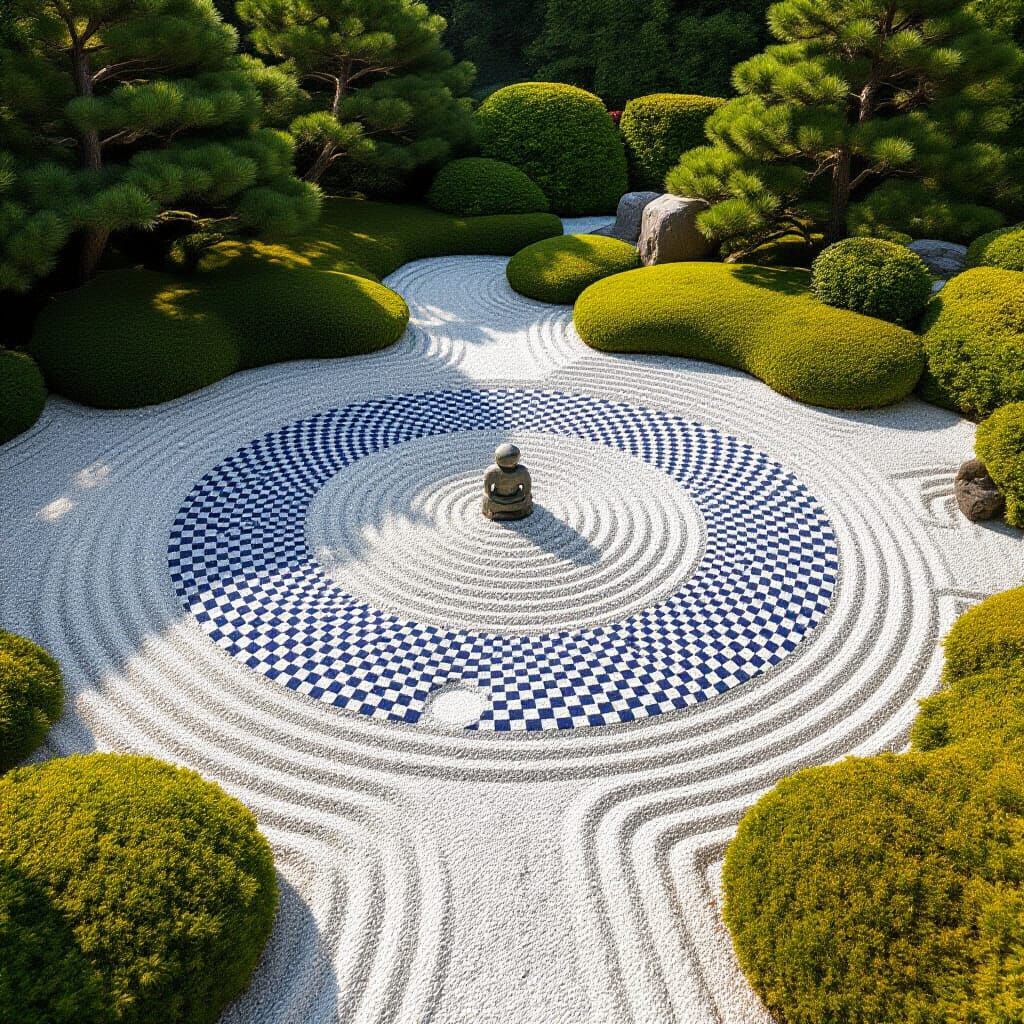 Anthropomorphic Zen Garden in Stereogram Art Style