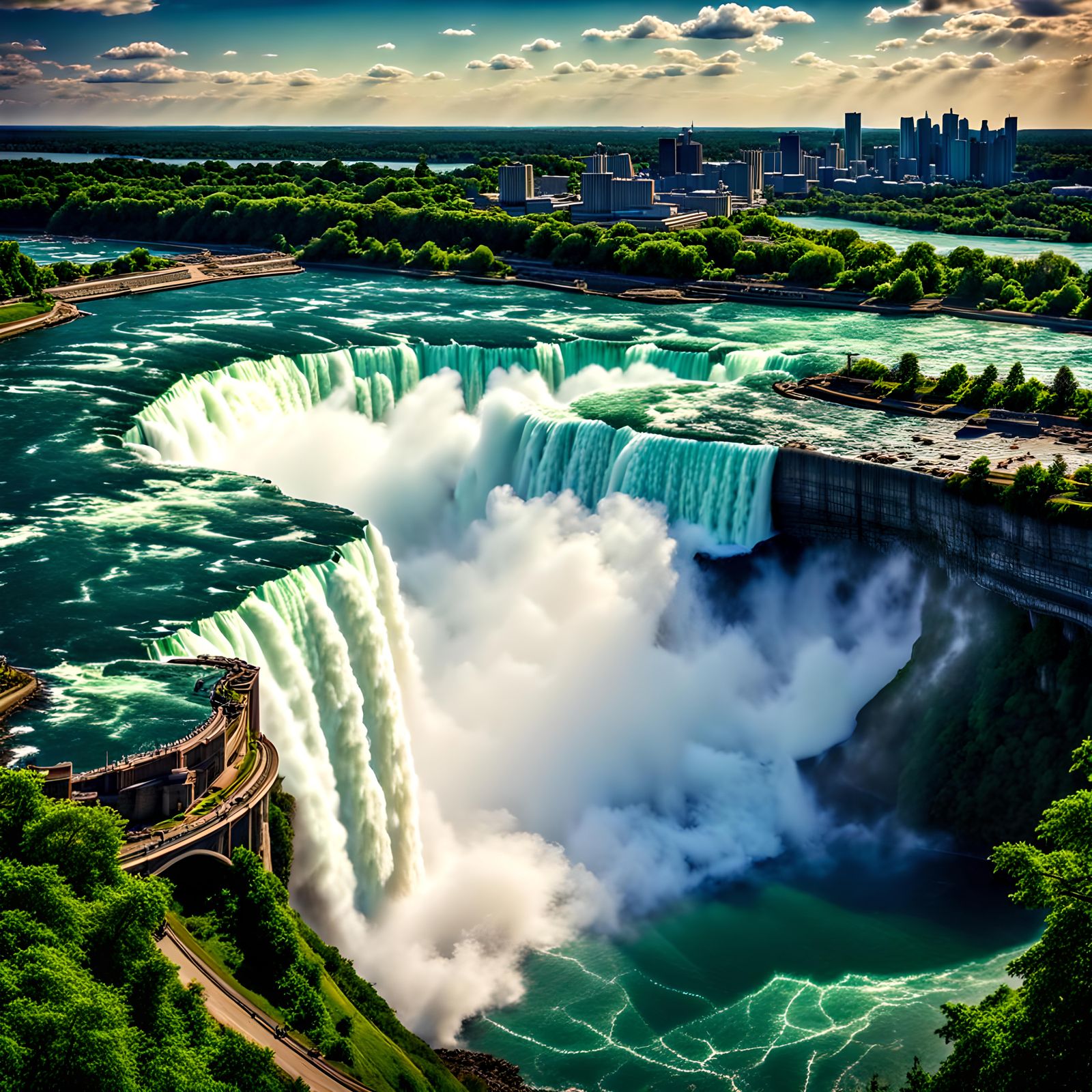 Beutiful gorgeous epic magnificent vista view of Niagara Fal...