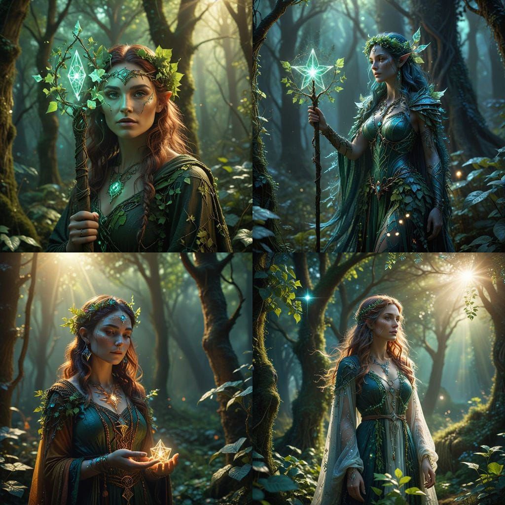 Druid Hedge Witches in Mystical Attire