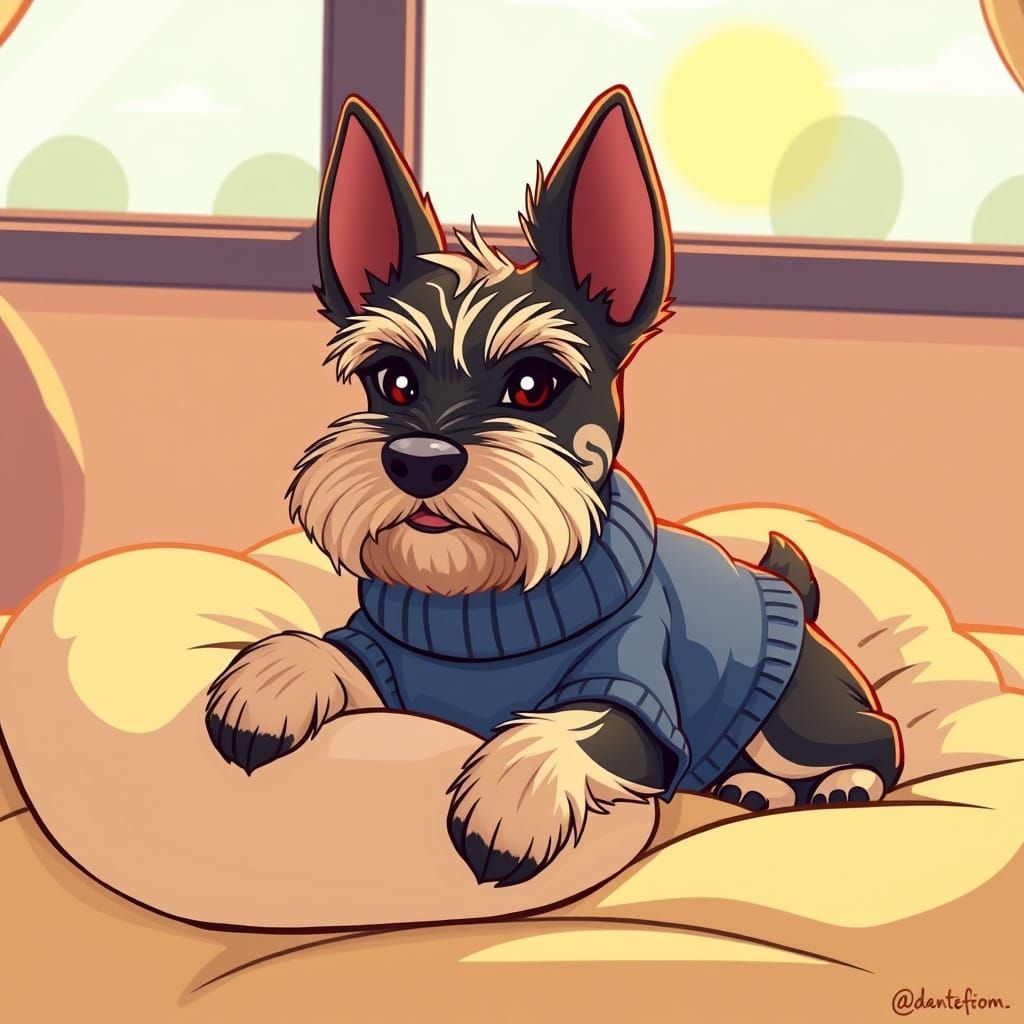 Cozy Scottish Terrier in Cartoon Style