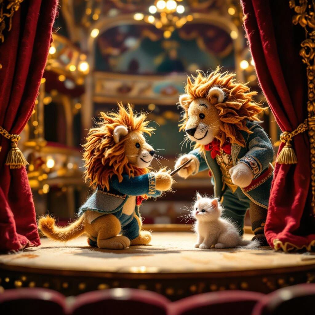 Felted Lion Tamer's Fauvist Dream in Miniature Theatre