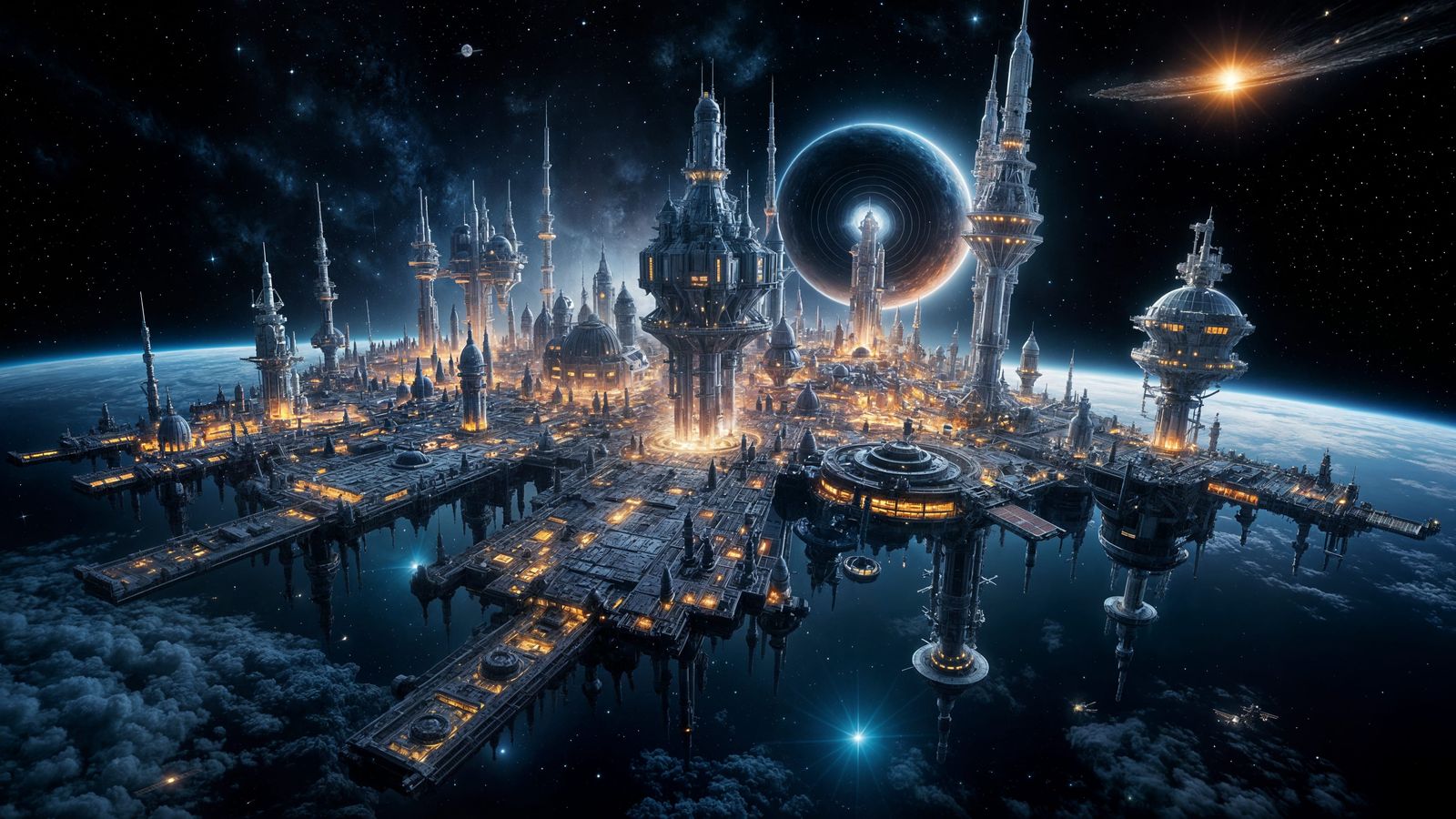 Abstract Space Station in a Unique Style