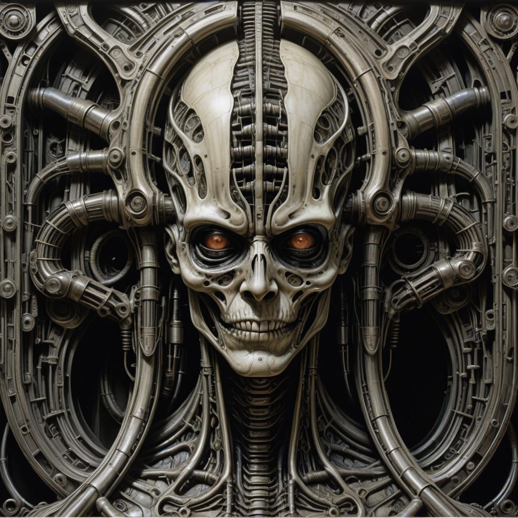 Biomechanical Organisms in a Futuristic Landscape