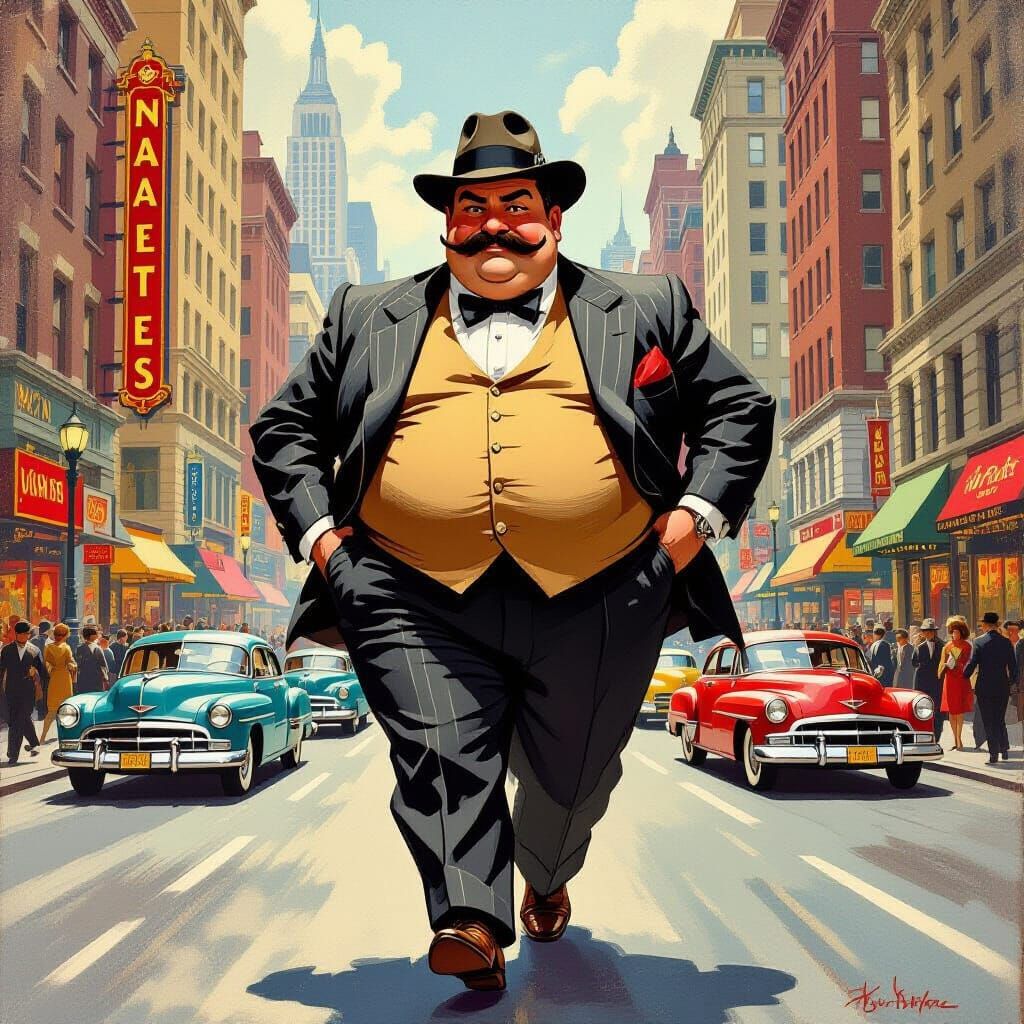 Art Deco Gentleman in Cityscape, Saunders Style