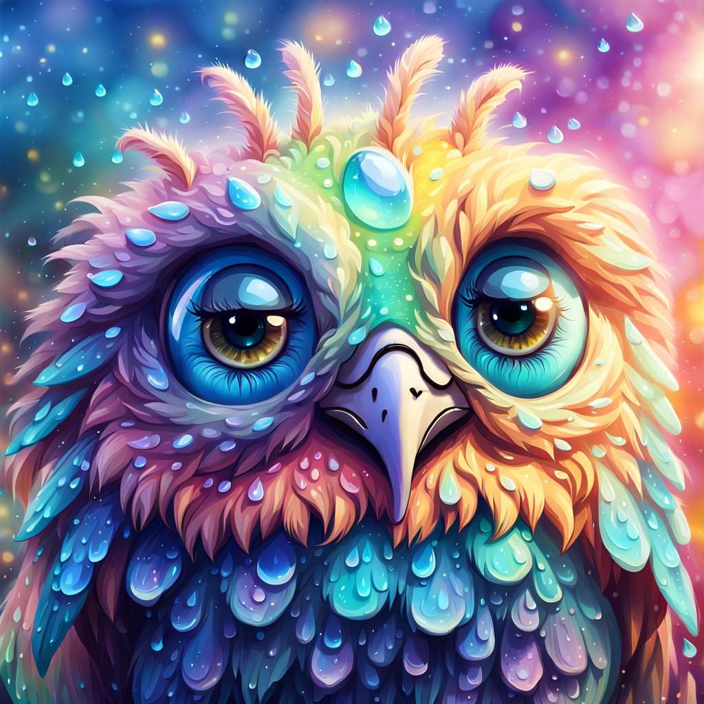 Winged Mythological Creature Portrait in Oil Painting Style