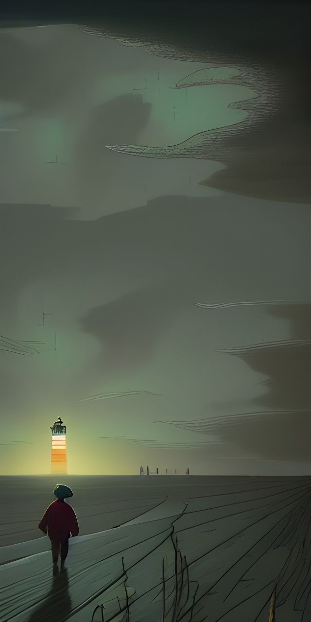 Boy Walks to Lighthouse at Night: Concept Art