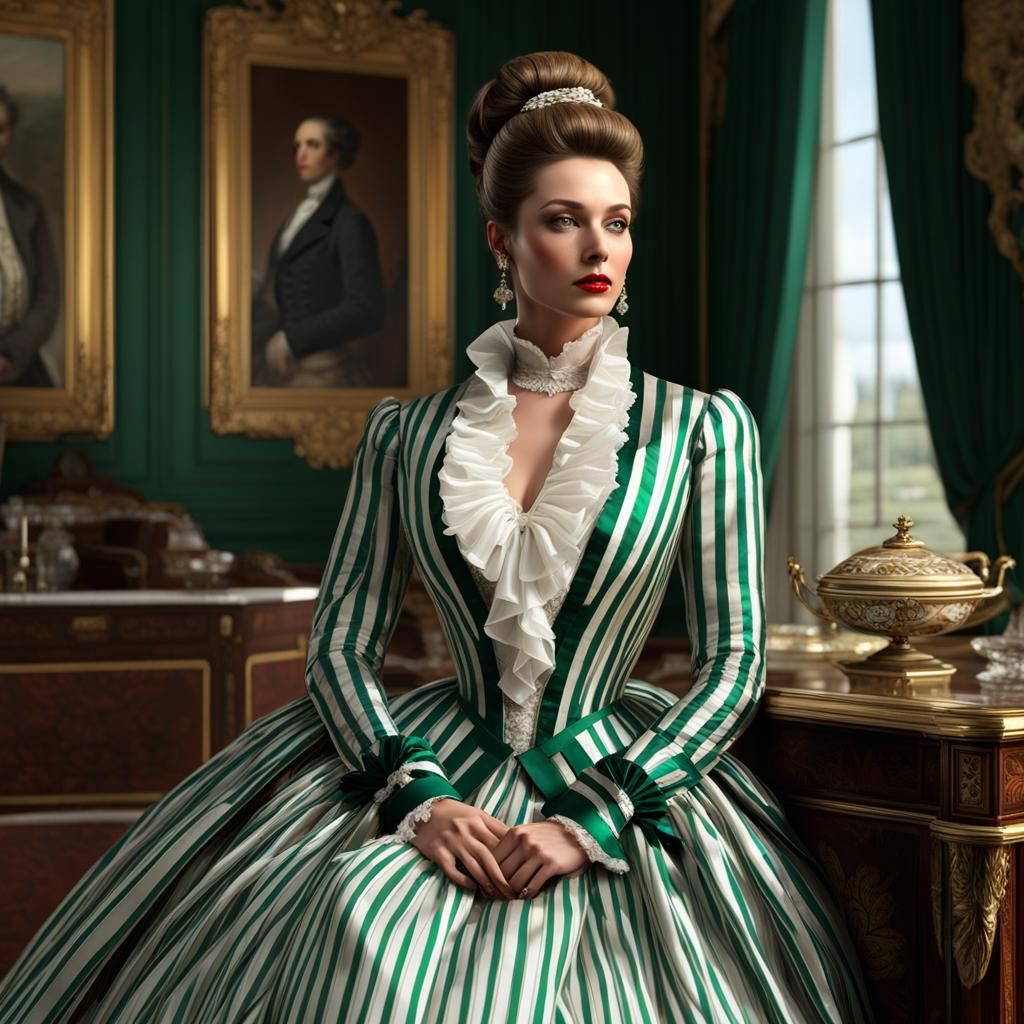 Elegant Bourgeois in Jouy Boudoir: 19th Century Illustration