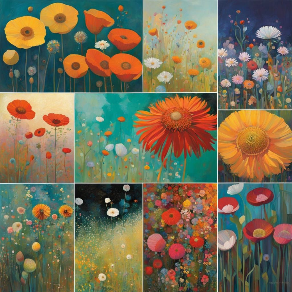 Abstract Wildflower in Opulent Colors