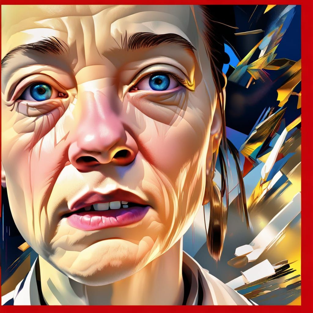 Emotive Nun Crying in Hypermodern Splash Art