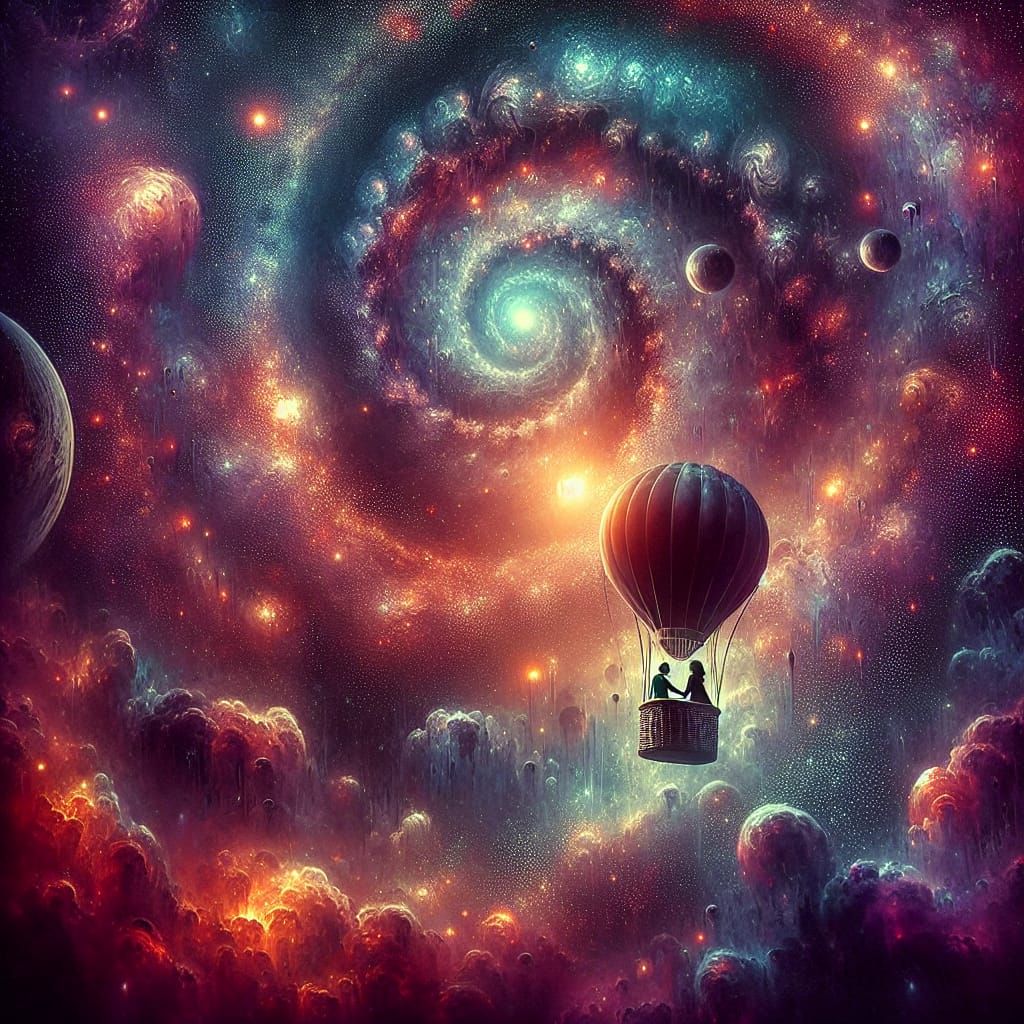 Cosmic Romance: Astronauts in Space Balloon