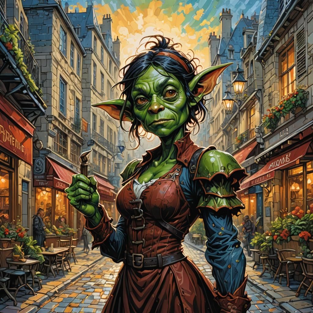 France Goblin Girl in Expressionist Comic Style
