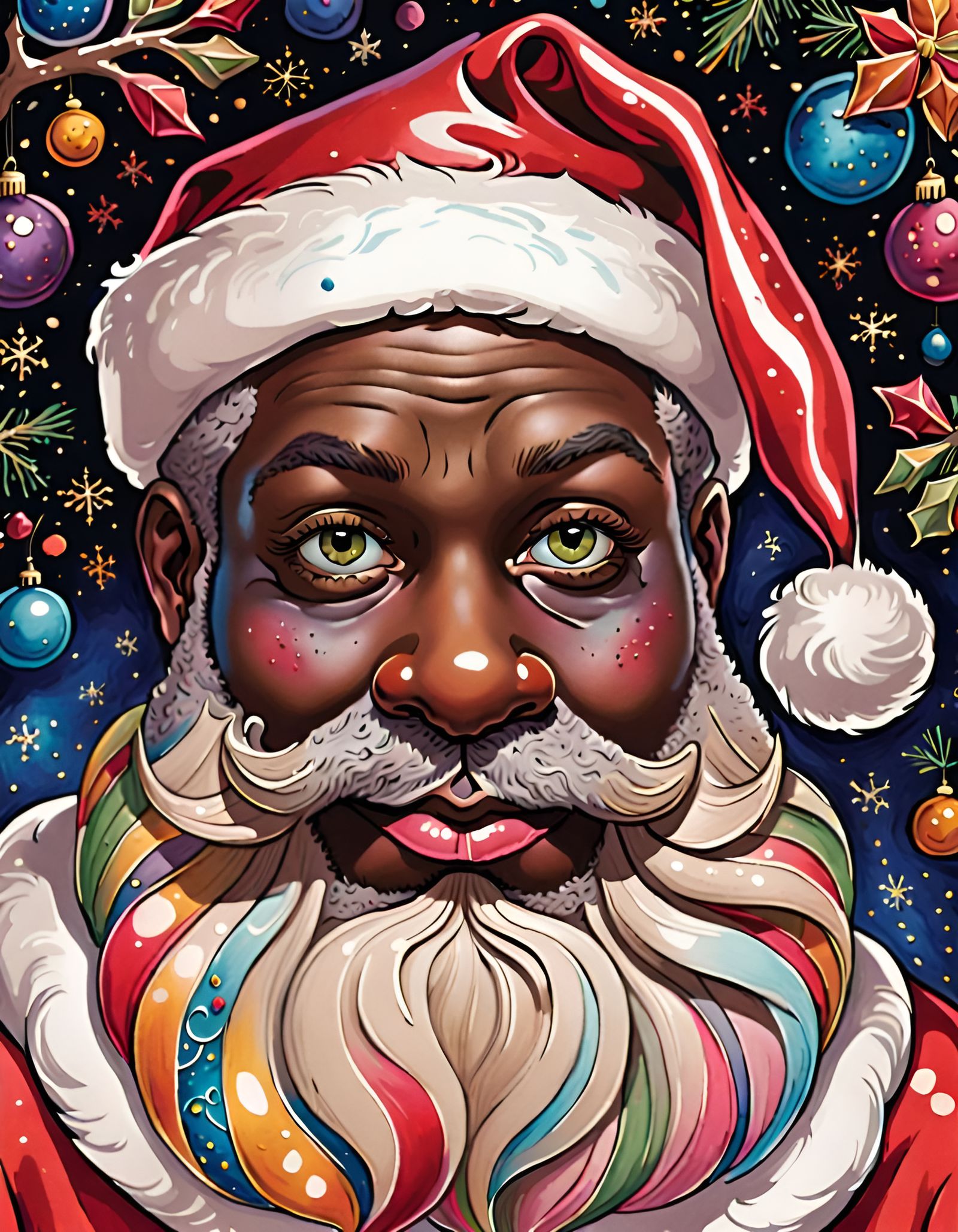 Black Santa Claus with Rainbow Beard (Real Cartoon XL v4)