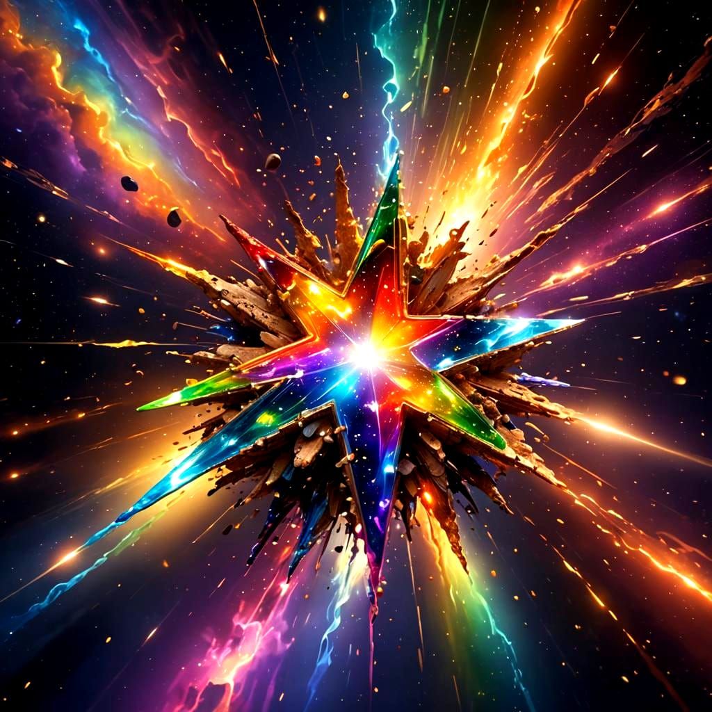 Rainbow Star in Bottle, Hyperrealistic Concept Art