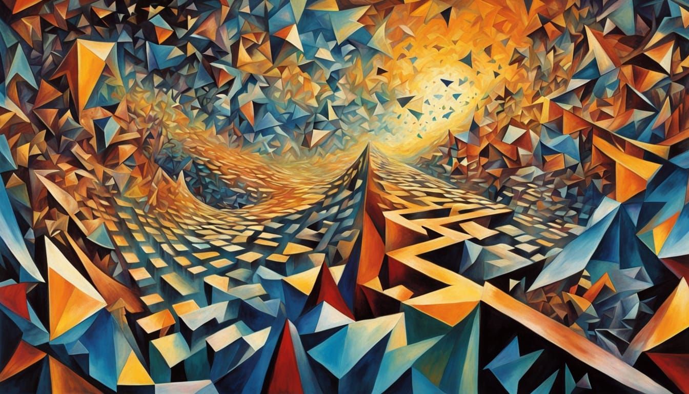 Dreamlike Prism Maze in Vibrant, Swirling Colors