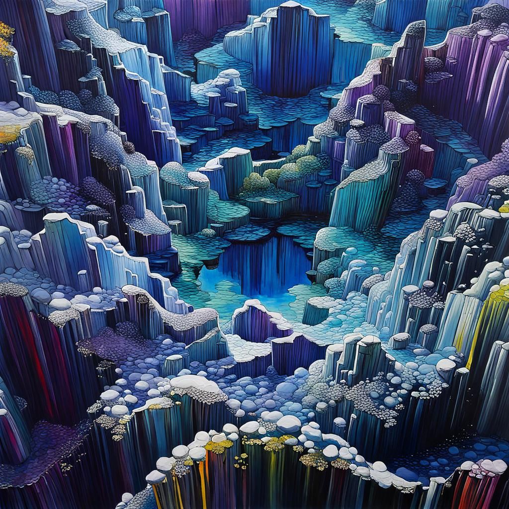 Vivid Landscape in Alcohol Ink and Impasto Style