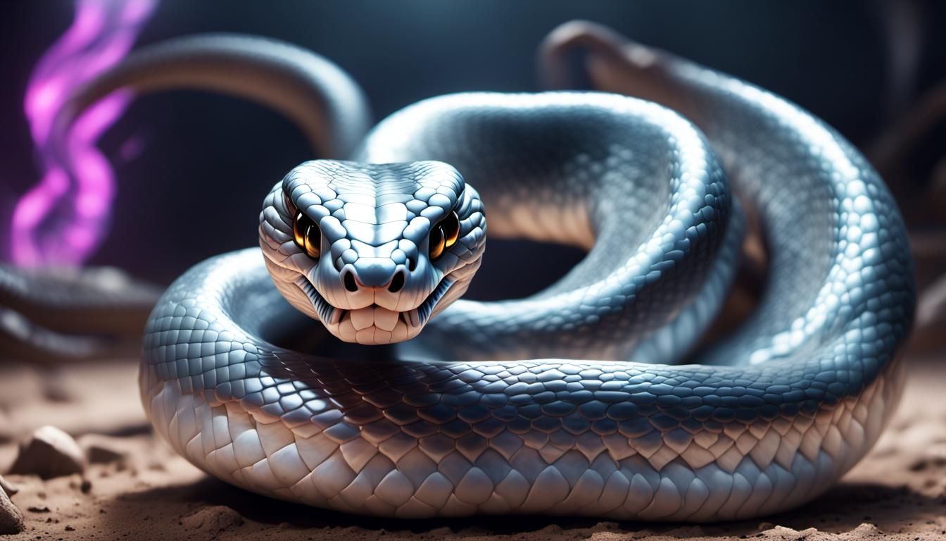 Platinum Cobra Strikes: Hyperrealistic Action Painting