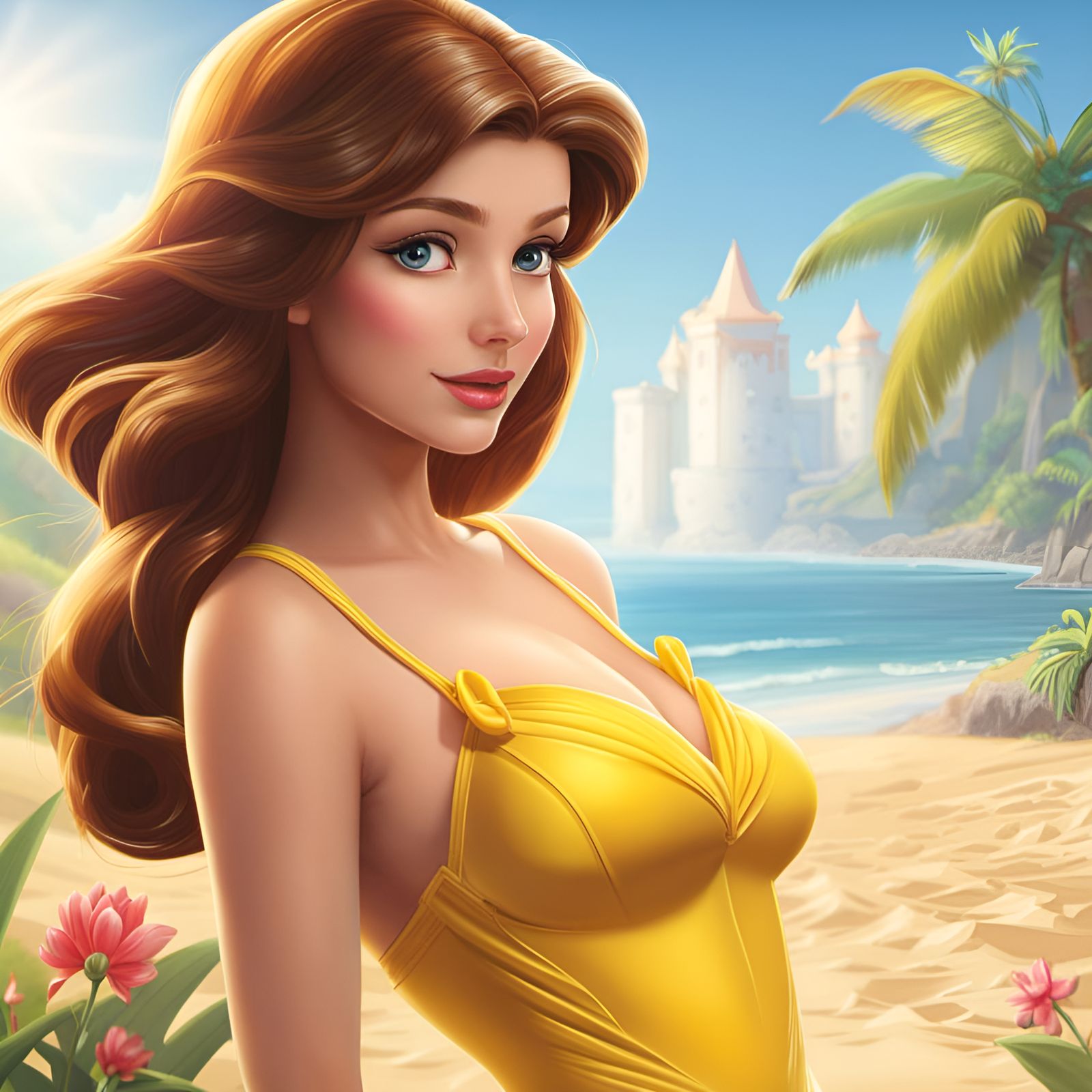 Princess Belle's Sunny Beach Day in 4K