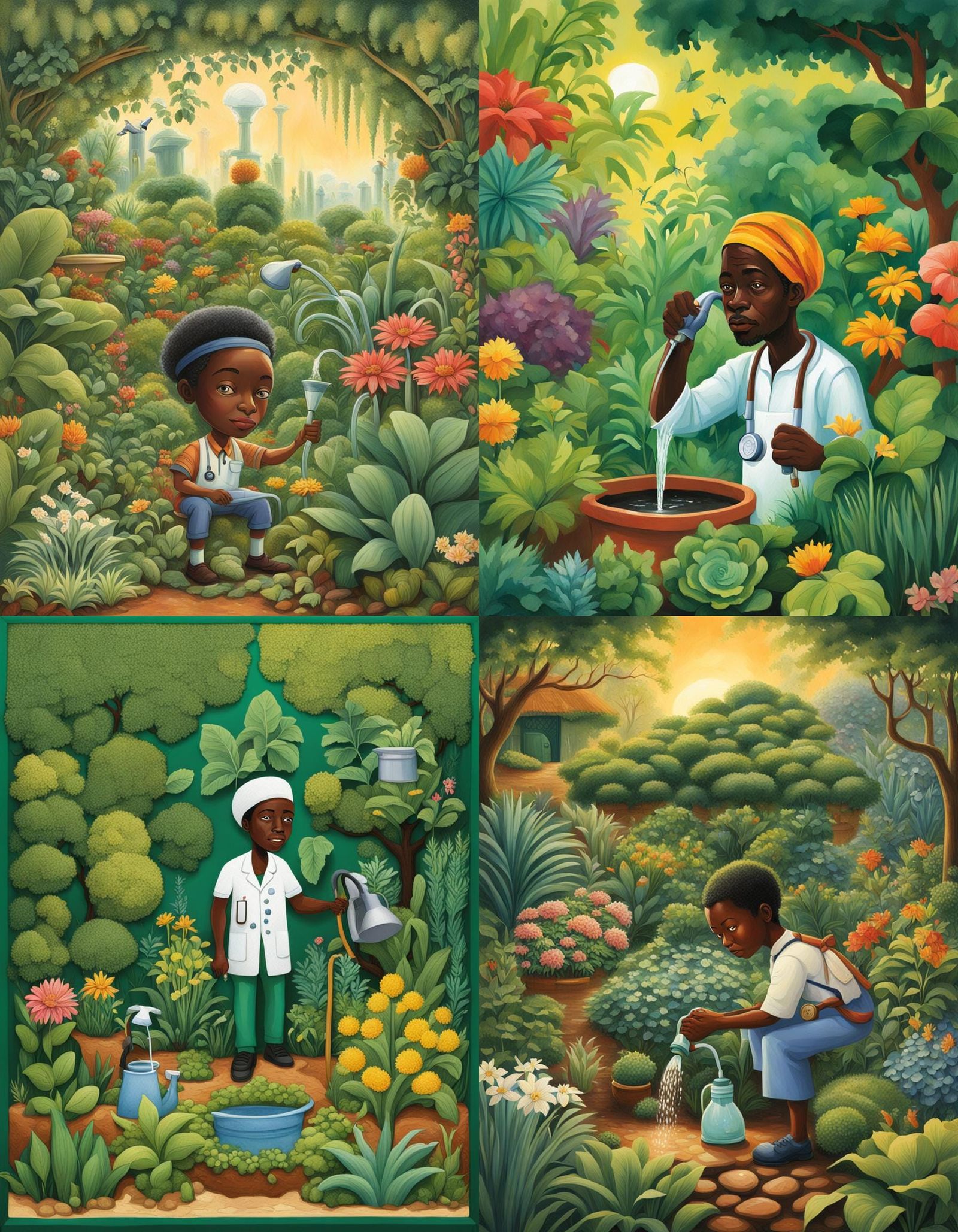 Lush Garden Face with Miniature Doctor