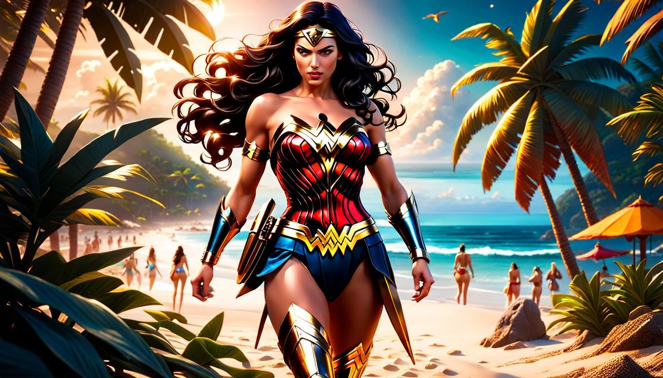 Wonder Woman on Tropical Beach: Professional Photography