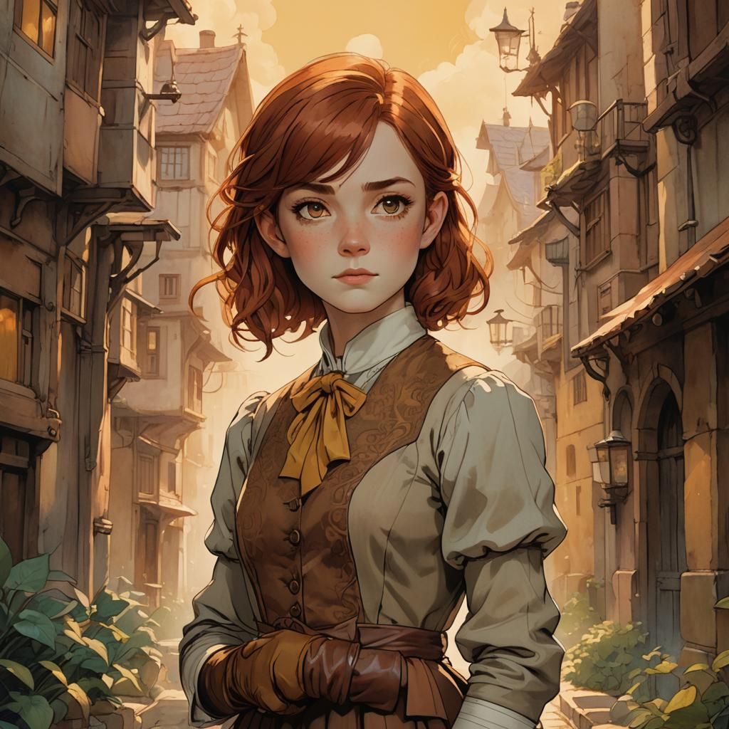 Confident Halfling Woman in Miyazaki-Inspired Illustration