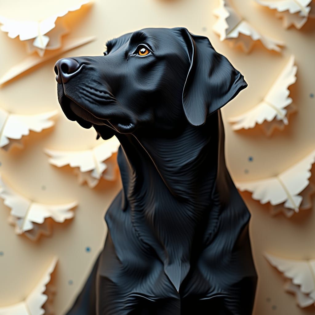 Origami Labrador Retriever Papercraft in 8K