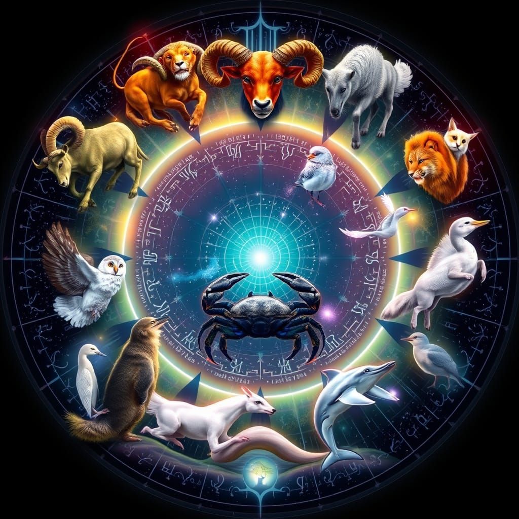 Celestial Zodiac Animals in Hyper-Realistic Fantasy Art
