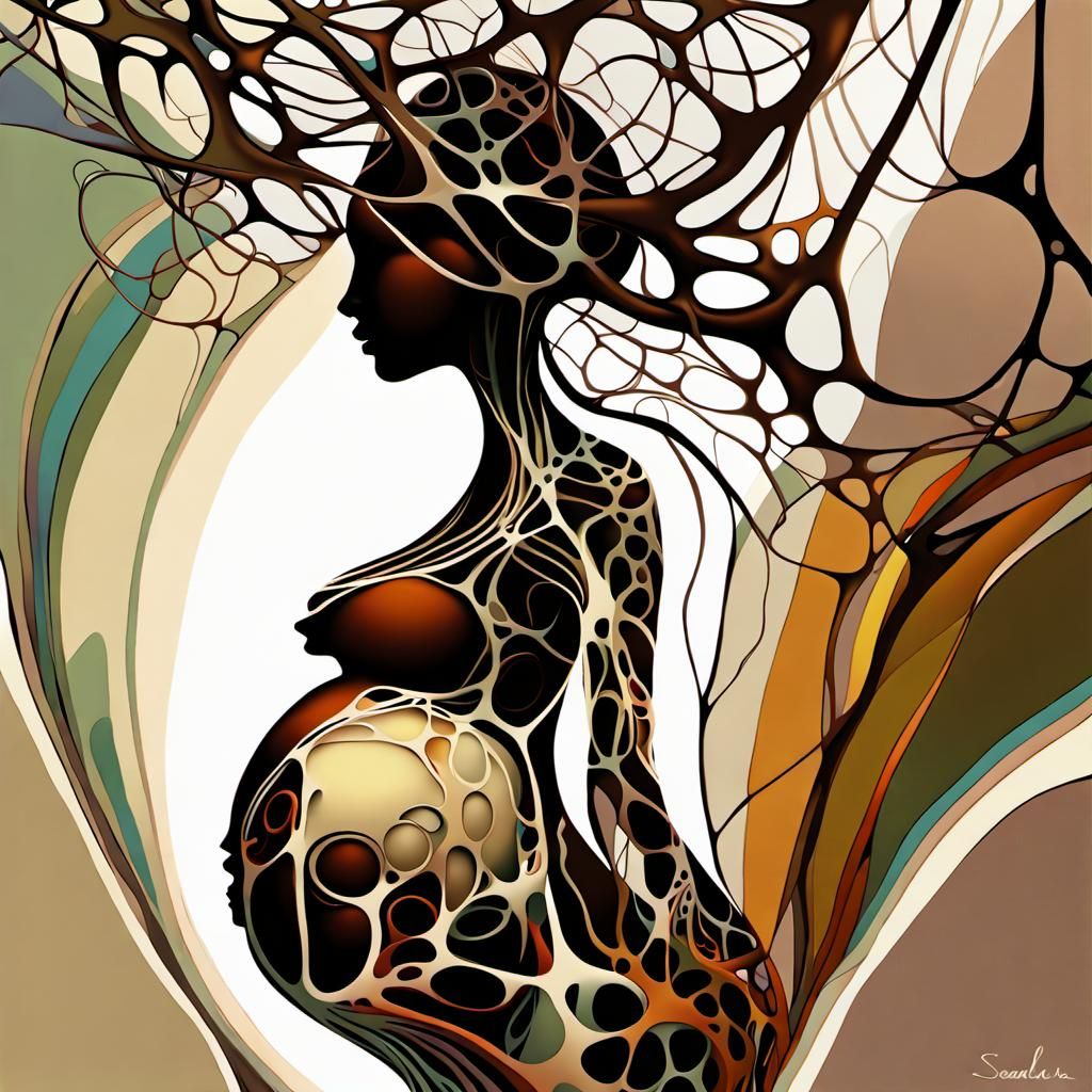 Pregnant Mother Fine Art Concept in Gouache Style