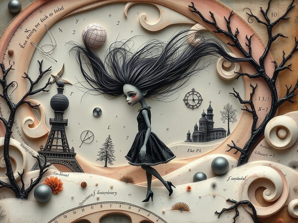 Dreamlike Gothic Doll in Mathematical Harmony