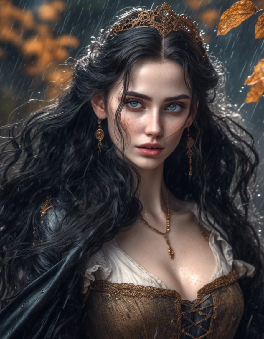 Vampire Woman in Rain, Digital Photoillustration